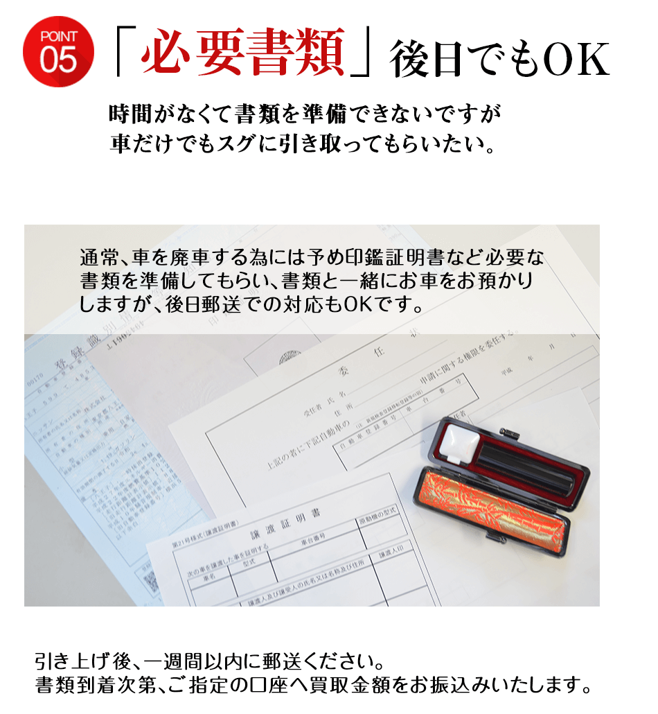 必要書類　後日でもOK